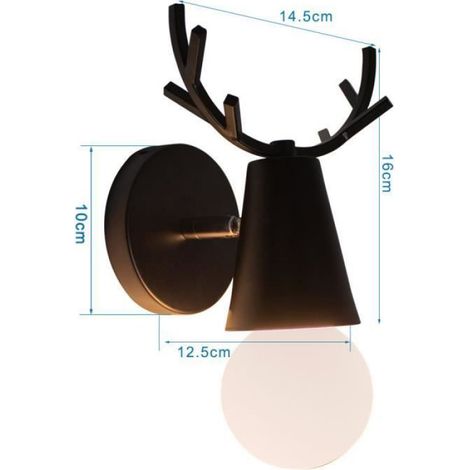 MOGOD Lampe Murale Contemporain Créatif Eclairage Cerf Applique Murale Noir (1/4)