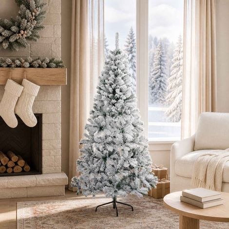 Künstlicher Weihnachtsbaum 150 cm PVC und Stahl Grün und Weiß vidaXL