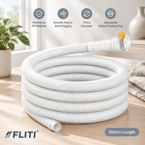 Tuyau évacuation climatiseur - Renforcé PP 300cm Ø17mm, Flexible Anti-obstruction avec Bouchon Caoutchouc Étanche Universel (1/5)