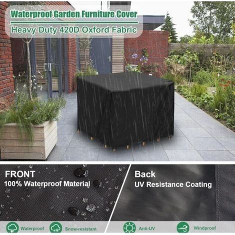 Quadratische Gartentischabdeckung, wasserdichte Gartenmöbelabdeckung, UV-beständig, 210D Oxford-Gewebe, Schutzhülle für Gartentische und -stühle (90x90x90cm) (1/3)