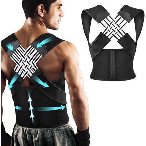 Sangle de soutien dorsal, correcteur de posture orthopédique, sangle ajustable pour le dos, les épaules et la nuque, taille XXL (1/5)