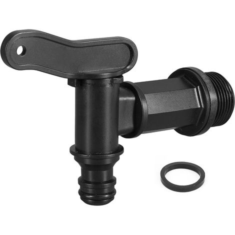 Grifo para depósito de agua de lluvia, adaptador para depósito IBC, adaptador para grifo de depósito, racores para manguera con cierre de plástico, adaptador para depósito (1 pieza) (1/5)