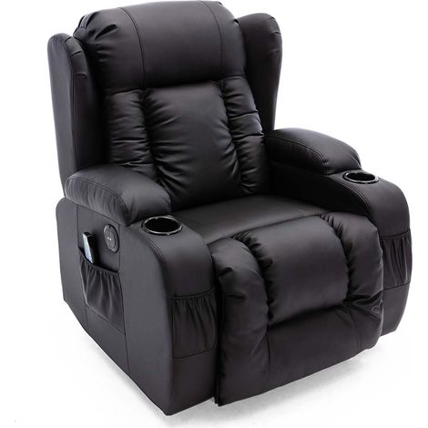CAESAR HIGH BACK ELECTRIC BOND GRADE LEATHER RECLINER 3+2+1 SOFA ARMCHAIR SET BLACK 1 SEATER
