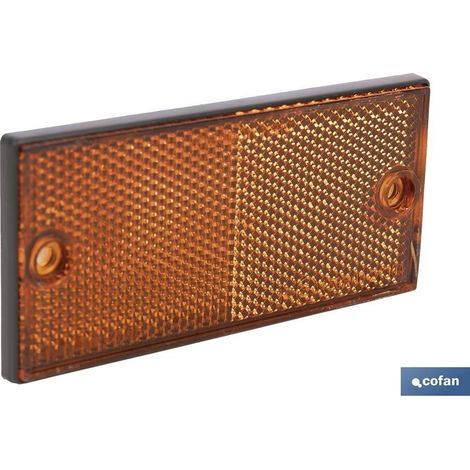 Catadióptrico rectangular ámbar 106 x 50 mm con base adhesiva y alta durabilidad (1/5)