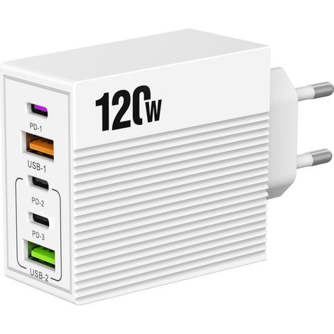 Nouveau chargeur de téléphone portable 120 W, chargeur universel multiport USB compatible avec le protocole PD.(L19) (1/5)