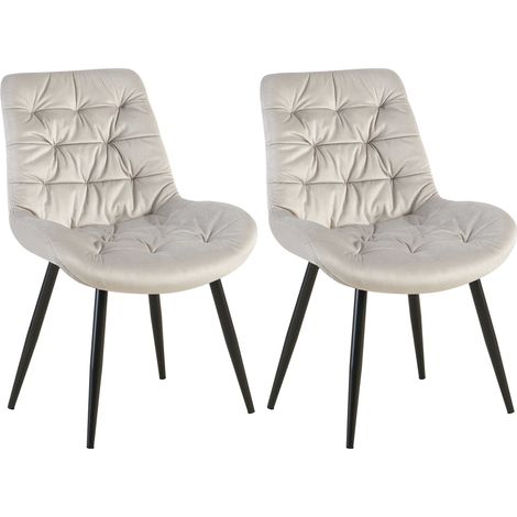 Chaises de salle à manger x2 en velours gris clair cadre en métal noir confort & élégance intemporelle 100007566 (1/5)
