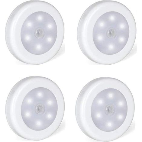 Lot de 4 Lampe adhésive LED, Eclairage LED Détecteur de Mouvement avec Base Magnétique (Alimenté par batterie) (1/5)