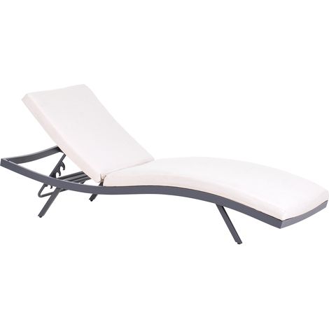 Tumbona de jardín moderna estructura de aluminio reclinable y acolchada beige claro Amelia (1/5)