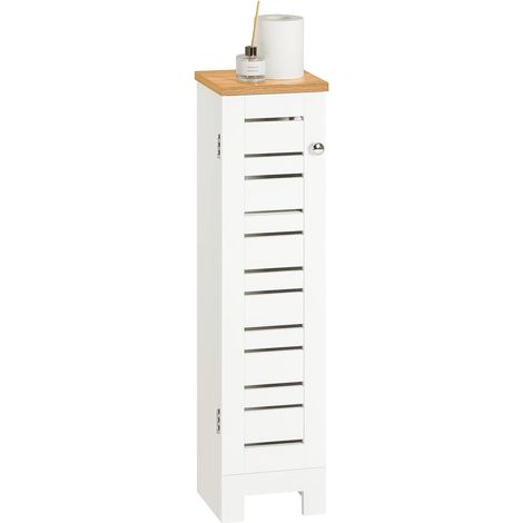Sobuy – Porte papier toilette vertical étroit – Meuble de rangement salle de bain 20x18x75 cm – Résistant à l'humidité – BZR85W (1/5)