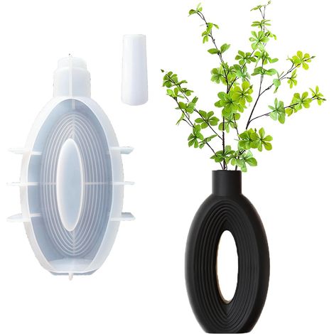Moules à vases en silicone – Pour résine époxy, béton et plâtre – Motif rayé pour décoration intérieure à faire soi-même (1/3)