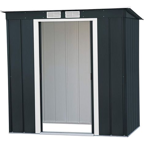 CASETA COBERTIZO METAL JARDIN ECO PENTROOF 8X4 GRIS DURAMAX (1/5)