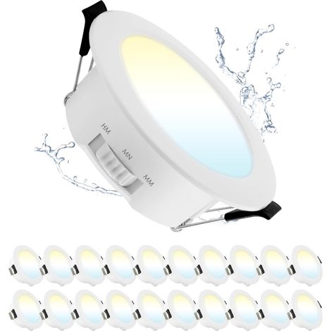 Lot de 5 Spot LED Encastrable 5W, Spot LED Extérieur, 3000K/4000K/6000K Réglable, Ø65mm-75mm Trou, spot Salle de Bain IP44 pour Cuisine Salon, Rond (1/5)