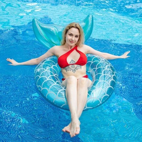 Lettino gonfiabile da piscina per adulti, amaca da piscina o galleggiante a forma di sirena (1/4)
