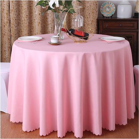 Nappe Ronde Maison hôtel Jupe de Table de Banquet Rose 160cm de diamètre (1/4)