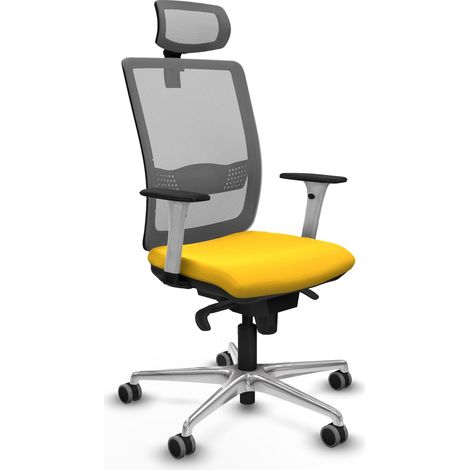 Sedia da ufficio piqueras y crespo Haches grigio giallo mesh pelle (1/2)