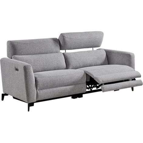 Canapé de relaxation électrique en tissu Bakay-Gris foncé-Système Electrique-2 places