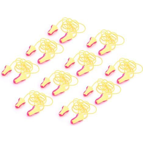10 paires de bouchons d'oreille en mousse PU, réduction du bruit de 32 dB, souples et munis d'un câble, pour une protection auditive optimale et un sommeil paisible. (1/5)