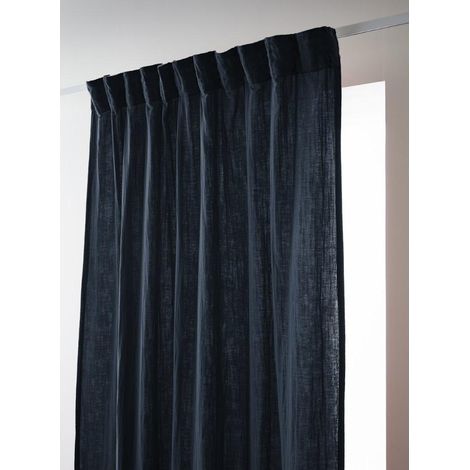 Rideau Galon Fronceur 140 x 240 cm - Double Gaze de Coton - Uni Gaïa Bleu Marine
