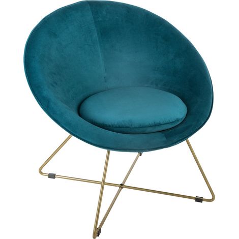 Sessel, Velours, Marineblau, Metallfüße, goldfarben, ausgefallenes Möbelstück (1/5)