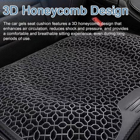 Cuscino per sedile auto in gel a nido d'ape 3D, fresco, comodo e traspirante, ideale per casa, ufficio e sedia a rotelle.