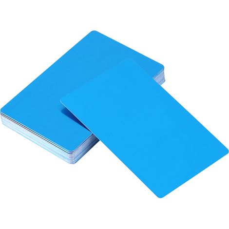 50 pièces cartes de visite professionnelles en métal vierges gravées laser bleues élégantes (1/5)
