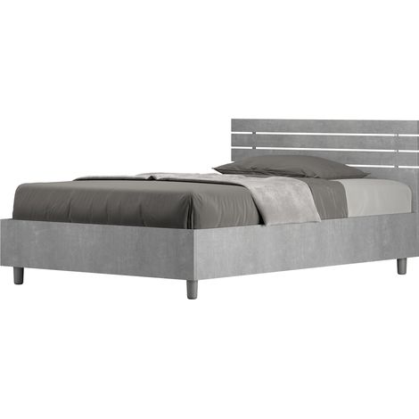 Letto 1 Piazza e Mezzo 120x190 cm Senza Rete Ankel Testata Doghe Dritta Cemento (1/5)
