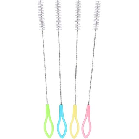 Juego de 4 cepillos: cepillo para pajitas, cepillo para biberones, cepillo para pajitas, cepillo para tubos de leche, cepillo para pajitas.