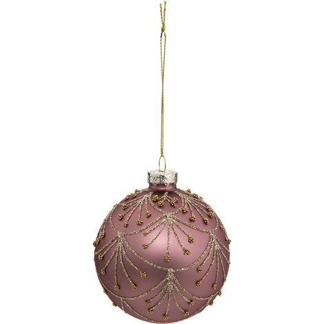 Weihnachtskugel Glas 80mm Perle Rose - Feeric lights & christmas