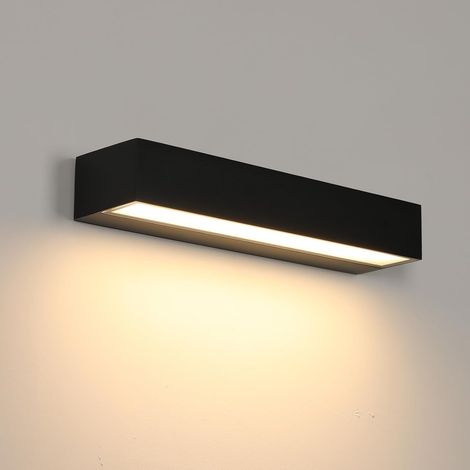 Applique murale LED extérieure, éclairage de porte, éclairage de cour, étanche IP65 (lumière chaude 3000K, noir, 50cm, 30W) (1/4)