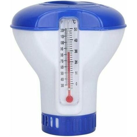 Distributeur de chlore flottant avec thermomètre, pour un dosage uniforme dans les piscines, spas, jacuzzis et pour l'entretien de l'eau-AquaForge (1/5)