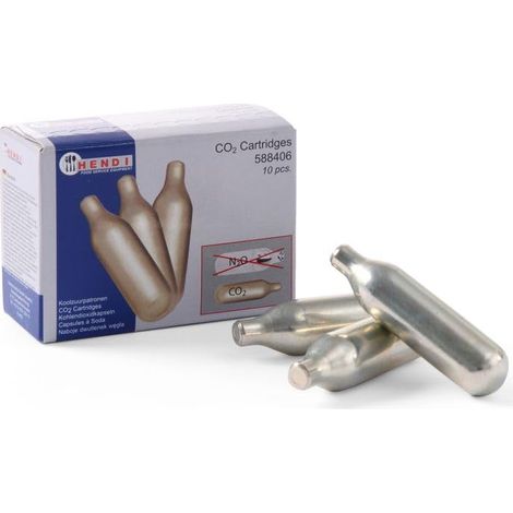 HENDI Capsule per Soda, 10 pezzi, per acqua gassata, per sifone per soda, Capsule di CO2, 7,8g di CO2 per capsule (1/5)