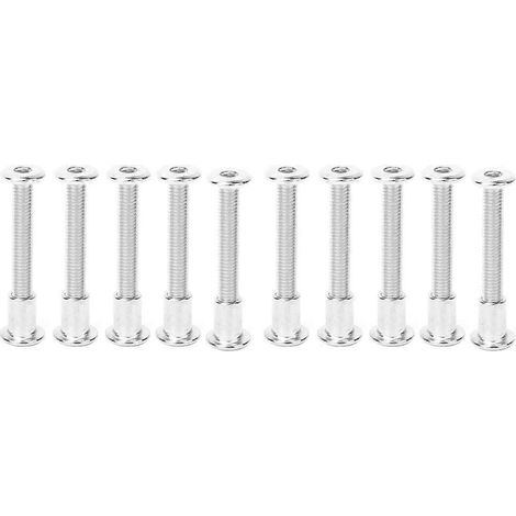 10 Paar Innensechskant-Schraubenmuttern-Set 12 mm, vernickelter Kohlenstoffstahl, M6 x 45