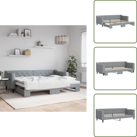 vidaXL Tagesbett Ausziehbar Hellgrau 80x200 cm Stoff