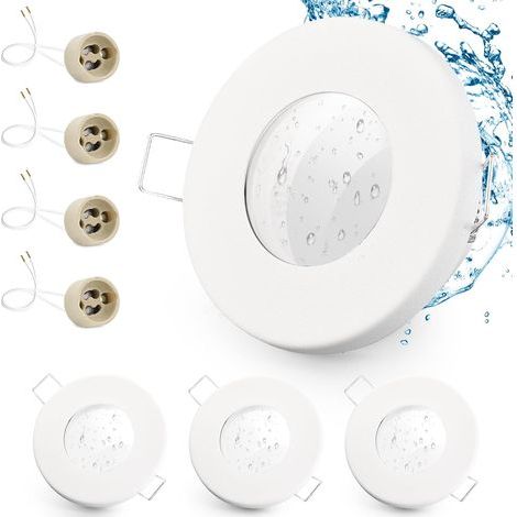 4x Recessed Spotlights, IP65, Tinplate, GU10 Socket, 68mm, Bathroom, Outdoor (1/5)