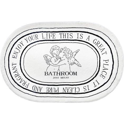 Black and White Bathroom Rug 50 x 80 cm, Soft and Absorbent, Machine Washable, Non-Slip, for Shower, Bathtub, Bathroom Decor (1/5)