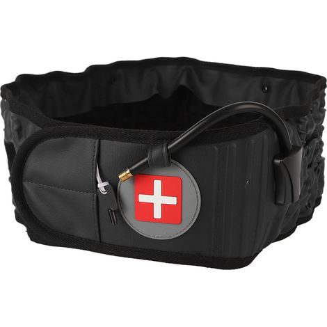Ceinture de traction lombaire gonflable pour réduire la pression et soutenir le bas du dos, avec pompe manuelle, noire (1/5)