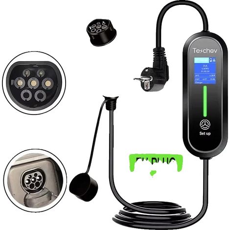 Chargeur EV Portable, Sortie 3,5 kW, Résistant aux Intempéries IP66, 3.5KW Type2 (1/2)