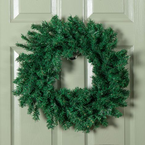 50cm Hanging Plain Green Christmas Wreath with 140 Tips (1/5)