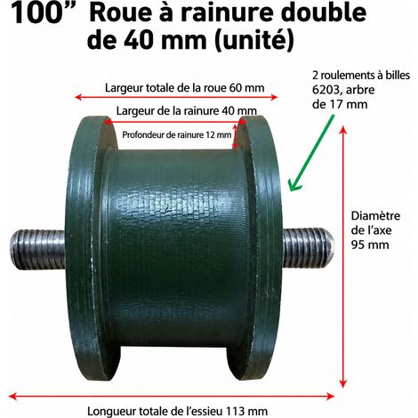 Galet de guidage inox type 100 roue simple gorge 40 mm pour rail en H 100 40 réf 3141 – Livraison gratuite
