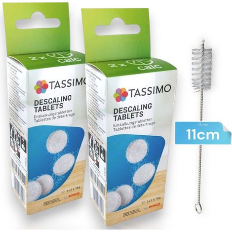 8 pastilles détartrantes TASSIMO d'origine avec brosse de nettoyage
