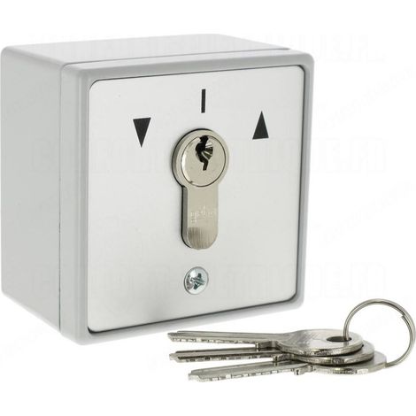 Geba – Accessoire pour motorisation de volet – Contacteur à clé en applique 2 sens à impulsion – Boîtier aluminium résistant – Classe de protection IP54