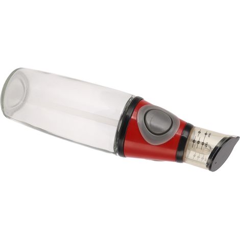 Distributeur d'huile 500 ml, flacon doseur étanche en verre, silicone et acrylique, rouge, idéal pour la cuisine et le bien-être. (1/5)