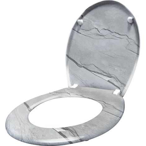 Abattant adulte pour WC Frein de Chute avec système Soft Close Fixation Facile Charnières Robustes Finition de Haute qualité(Gris) HENGMEI (1/5)