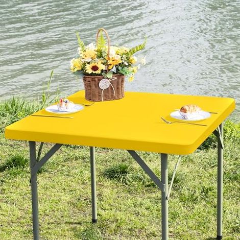 Nappe carrée ajustée, nappe élastique, protección para mesa de comedor, cocina, fiesta en la casa, azul 86 x 86 cm (1/5)