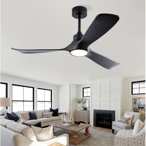 Ventilador de techo con luz de 52 pulgadas negro, motor DC reversible HAVRYA (1/5)