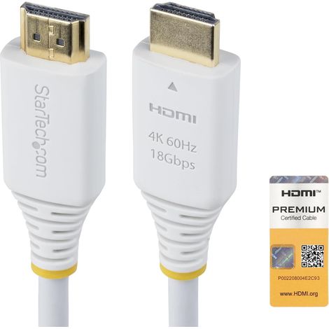 Câble HDMI Haut Débit Certifié Premium 3m, 4K 60Hz, 18Gbps, Blanc (1/5)