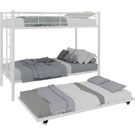 Lit superposé 3 niveaux moderne 90x190, charge élevée, design silencieux, barrières de sécurité, sans matelas à ressorts, gain de place, pour chambre enfant (1/5)