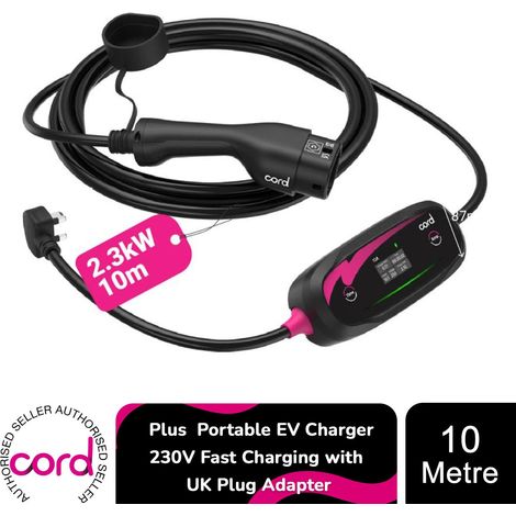 Cord Plus 10m Portable EV Charger 230V Fast Charging with UK Plug Adapter (1/5)
