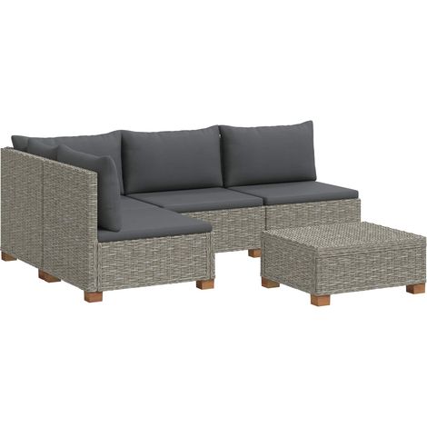 5 pz Set Lounge in Rattan con Cuscini GENDT Rattan naturale vidaXL (1/5)