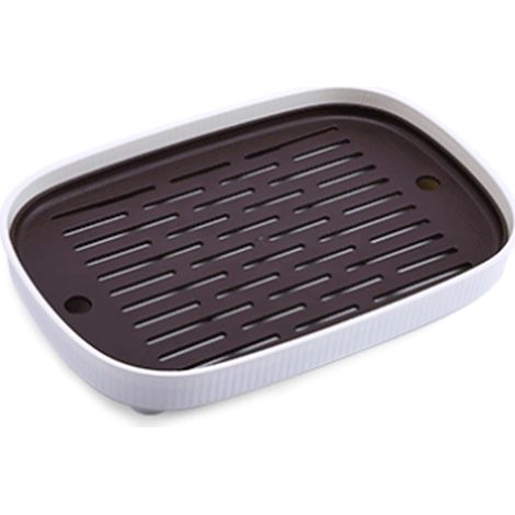 Vassoio Sgocciolatoio Tè a 2 Livelli – Design Elegante Effetto Legno, Plastica Robusta 36,5x24,5 cm – Ideale per Cucina e Soggiorno (1/5)